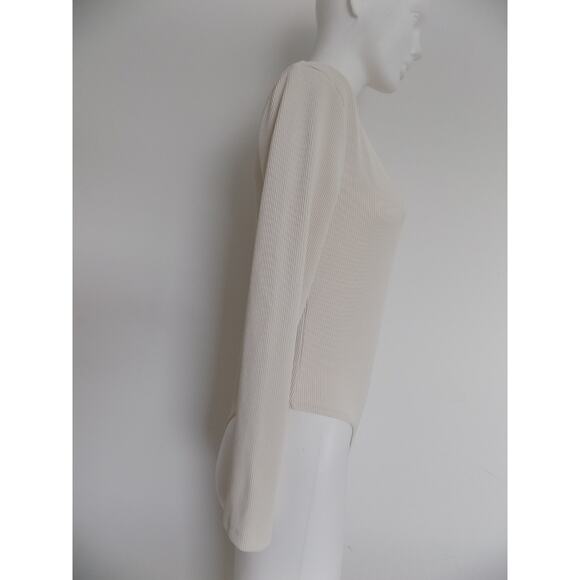 Topshop bodysuit khaki long sleeve mock turtleneck ribbed size 8-10 - Picture 5 of 7